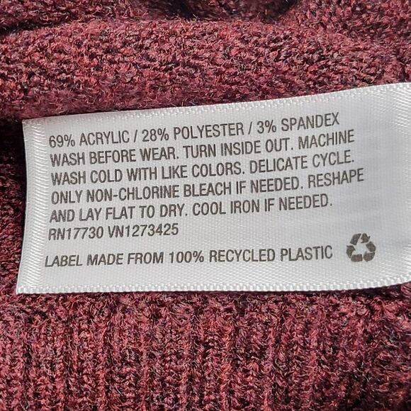 Cat & Jack Burgundy Fair Isle Hooded Full-Zip Cardigan Sweater Sz S - Picture 4 of 6